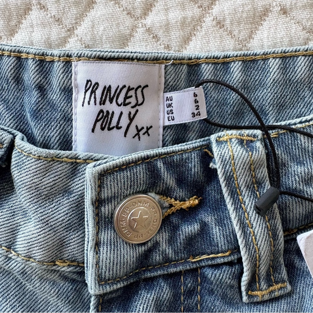 SOLD Princess Polly Utility Carpenter Denim Shorts NWT Size 2 - Picture 3 of 5